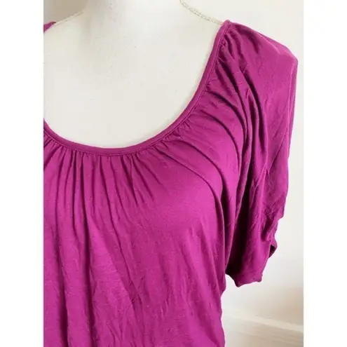 Whistles • Magenta Berry Ruched Neck Blouse Size 2