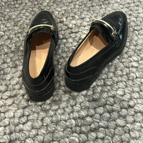 Ann Mashburn Black Patent Leather Buckle Loafers Size 35
