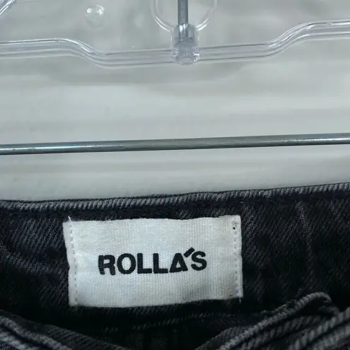 ROLLA'S Original High Rise Straight Jeans Size 27 Black Knee Rips High Rise