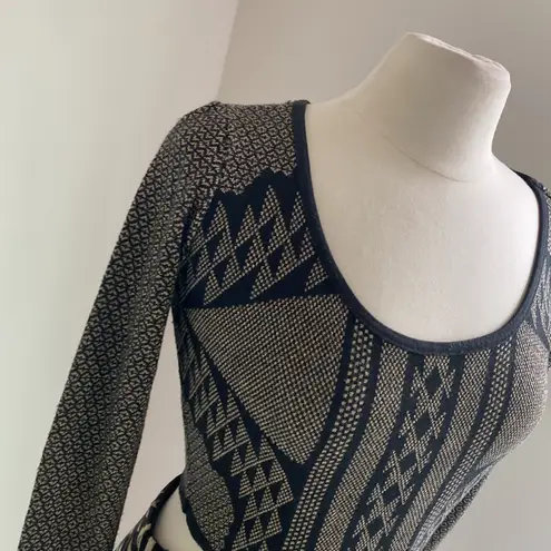 Hera Collection Black and Tan Geometric Pencil Skirt Set Womens Sz Large