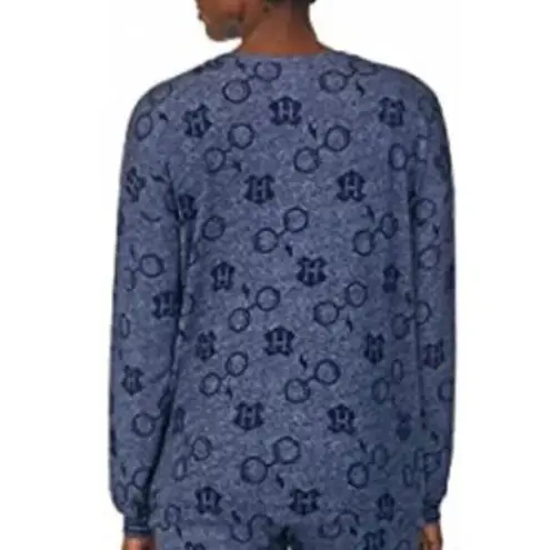  Harry Potter Navy Blue Graphic Crewneck Sweatshirt Pajama TOP ONLY