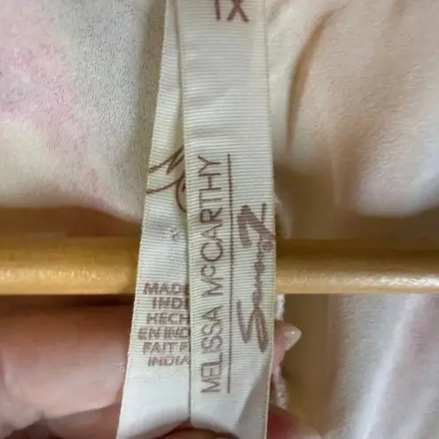 Melissa McCarthy Seven Kimono Cardigan Floral Lace Fringe Boho Robe Plus Size 1X Pink