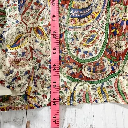 Sézane Paula Metallic Shimmer Silk Midi Dress Paisley Size US 2