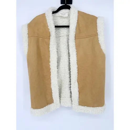 TUCKERNUCK Hyacinth House Tan Faux Suede Shearling Crosby Vest M Boho Western Brown Size M