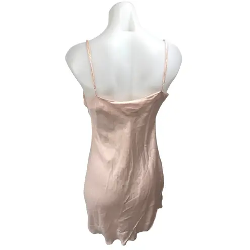 Vintage Kis n Touch 100% Silk Satin Pink Sleeveless Cami Mini Slip Dress Size M Size M