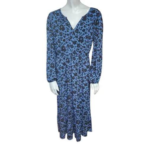 NWT Gilli Blue and Black Floral Long Sleeve Midi Dress (LP) Size undefined