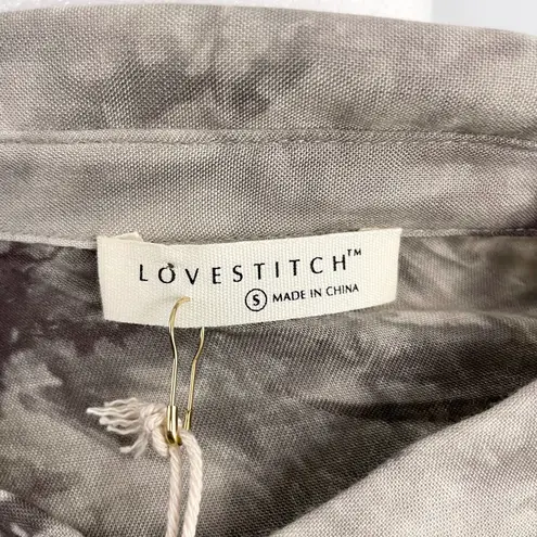 Lovestitch New Tie Dye Drop Waist Mini Dress Button Down Tunic Top Cement
