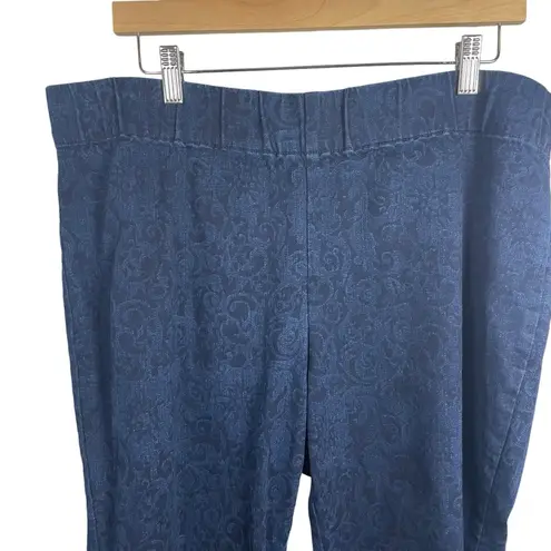 Soft Surroundings Women’s Pull On Stretch Paisley Jeans in Blue Size XLP