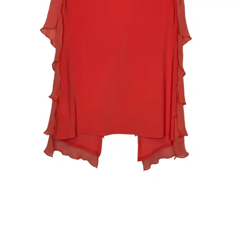 Joseph Ribkoff Women's Vest Tie Front Sleeveless Tiered Ruffled Sheer Orange 6