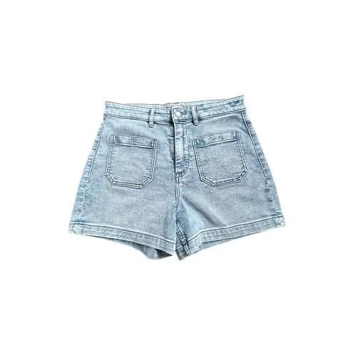 Faherty Stretch Terry Patch Pocket Short Denim High Waisted Light Wash Size 29