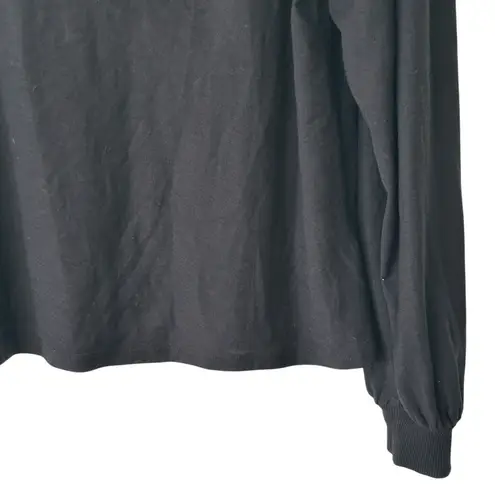 Nation Ltd M Top Black Puff Sleeve V Neck Pima Cotton Capsule Basic Shirt