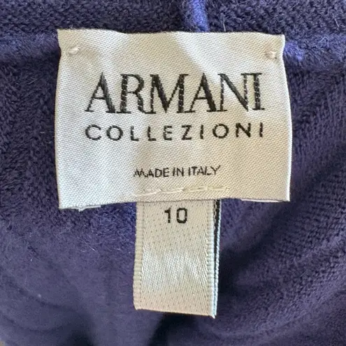 Armani Collezioni Cardigan Size 10 Purple Open Front Ribbed Knit Luxe Italy