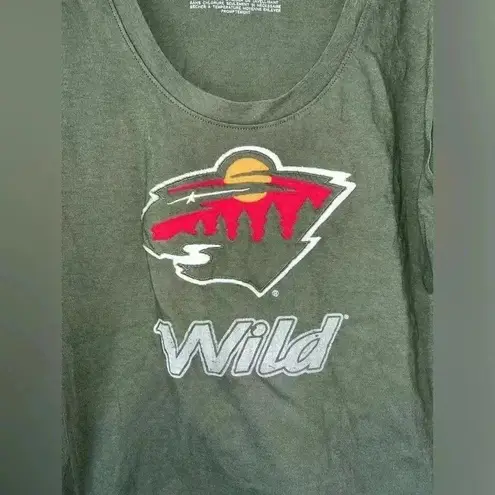 47 Brand Minnesota Wild NHL Hockey T-Shirt Green Striped Sleeve Logo Large C24