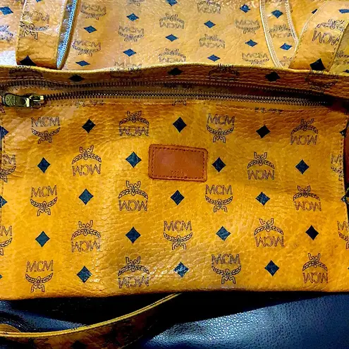 MCM Cognac Vicetos Heritage Top Zipper Closure Shoulder Bag Authentic EUC