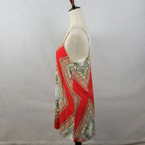 Renee C . Womens Shift Dress Size L Red Bandana Print Spaghetti Strap Scoop Neck