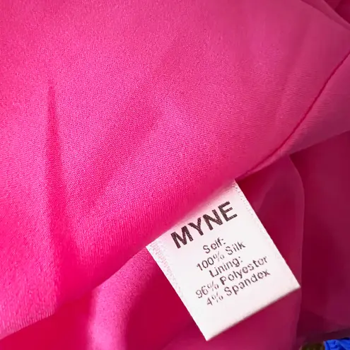 Myne NEW Solid Hot Pink Silk Chiffon One Shoulder Long Maxi Party Gown Dress 2