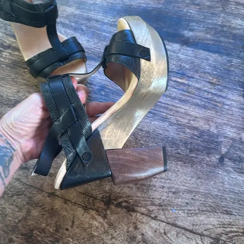 All Saints Stylish Black Leather Platform Sandals size 39