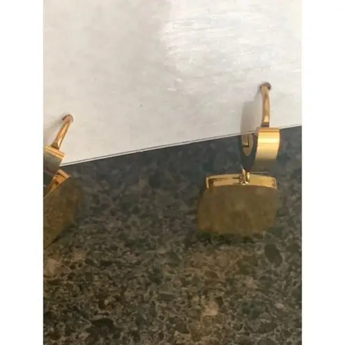 Fashion titanium steel roman numerals geometric square earrings Gold