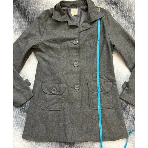 Basic Edge Clothing Gray Button Lined Pea Coat Wool Blend Women Size Medium