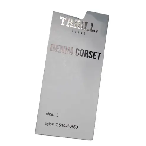 NWT Womens THRILL Jeans Blue Denim Corset Light Wash Belt Crop Top Size Large L