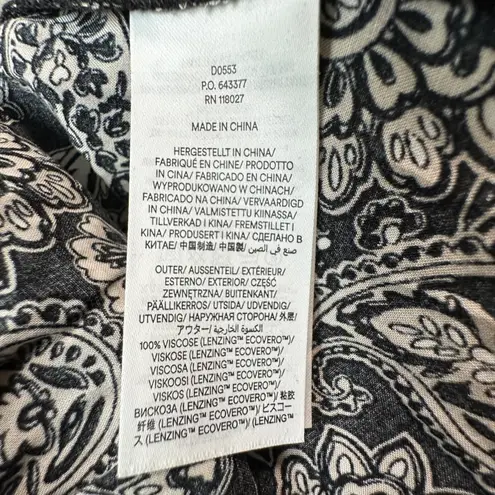 Boden, Women, Black White Paisley Puff Sleeve Wide Leg Jumpsuit Sz 6P Boho Chic