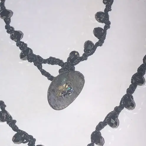 Elegant Black and Dark Metallic Gray Beaded Boho Necklace