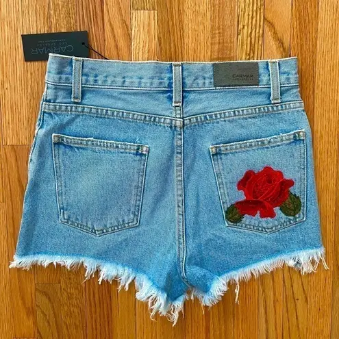 LF  Carmar Adamite Rose Embroidered Denim‎ Shorts Size 23 New With Tags - Image 5