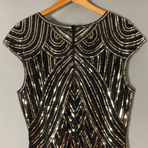 Fundaisy Flapper Dress NYE Beads Sequins Fringe Sz 2XL Great Gatsby 1920s Party Black