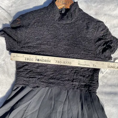 Vintage Black Dress Size 4 90s A Line Goth Lace Top Mock Neck NWT Night Way 80s