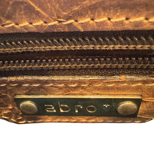 Abro Snakeskin Leather Crossbody Bag Designer Purse Brown Small