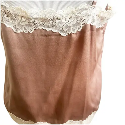 I.N.C International Concepts Lace Trim Cami Y2K Fairy Whimsical Size Medium Tan Brown