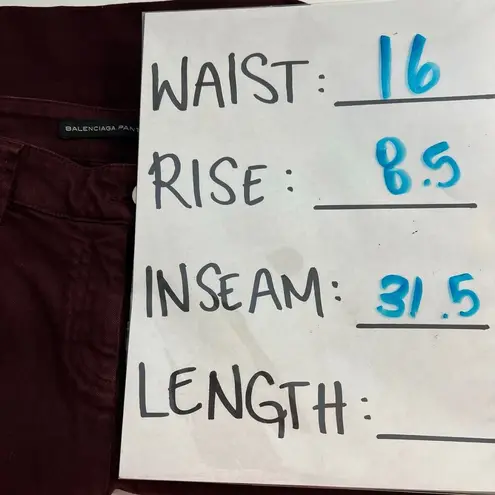 Balenciaga . Pants Maroon Burgundy Skinny Denim Pants Women's Size 42 EU (US 10)