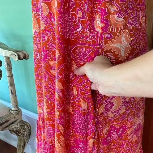 House of Harlow Maxi Dress Floral Flutter Ruffle Sleeve & Pockets