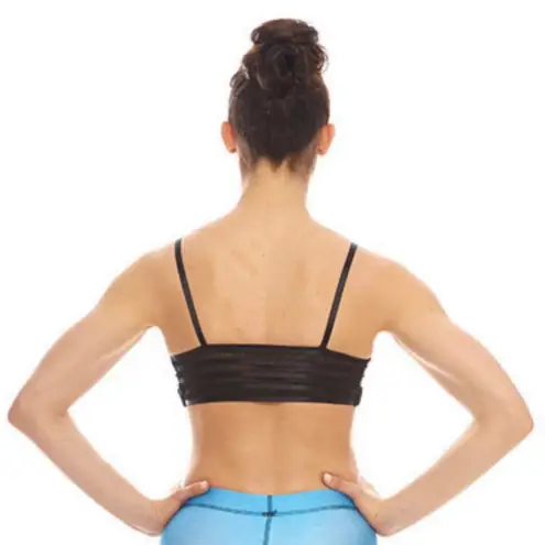 Terez NEW XS Mesh Back Sports Bra Black Strappy Workout Crop Top Gym