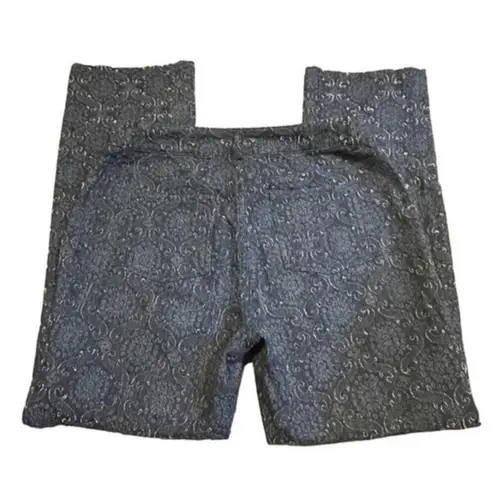 Doncaster Floral Texture Straight Leg Jeans Dark Wash 10