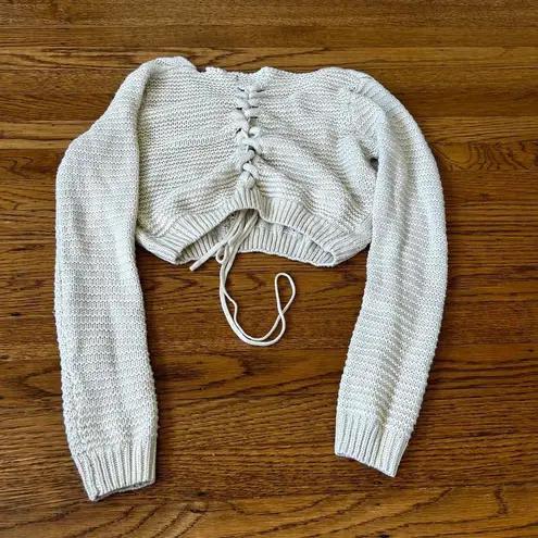 White cropped knit sweater