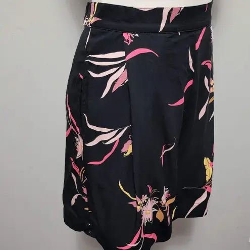 14th & Union black tropical floral high waist shorts size xl
