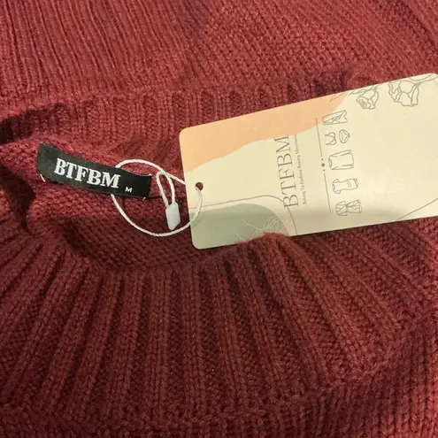 Elegant Maroon Oversized Sweater Size Medium Red