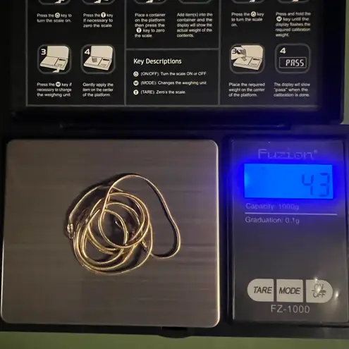 14K Italy Solid Gold Snake Chain 19" Necklace 4.3g w/ Solitaire Pendant