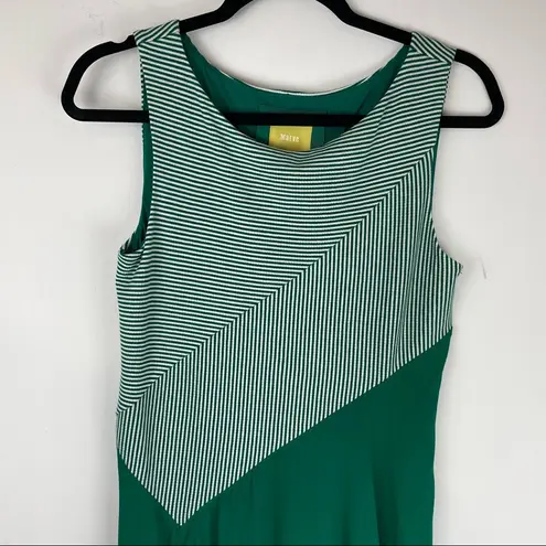 Maeve NWT  Anthropologie Cameron Striped Asymmetrical Swing Dress Sz Small Green