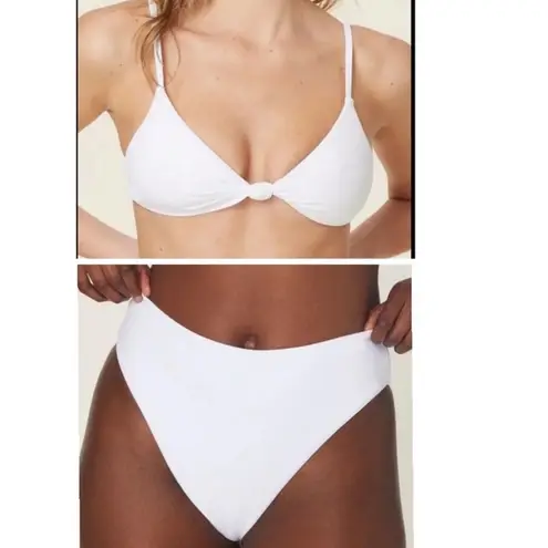 ANDIE bikini Set Santorini Top 90s High Waisted Bottom White size M NWT