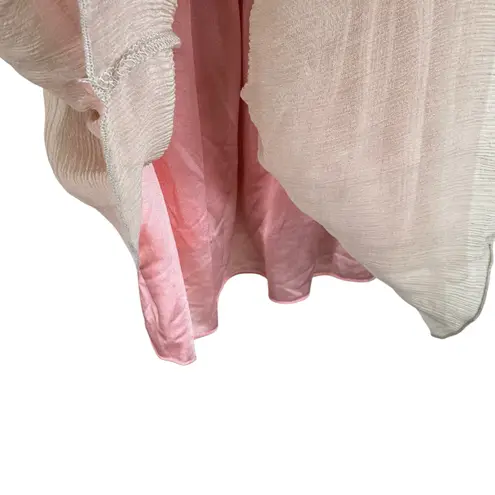 Saint Tropez Silk Pink Beaded Adjustable Strap Boho Beachy Tank Blouse Size S