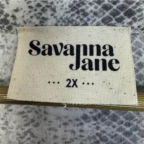 Savanna Jane Floral Embroidered Tunic Top 2X Boho Artsy Festival Flared Sleeves Black