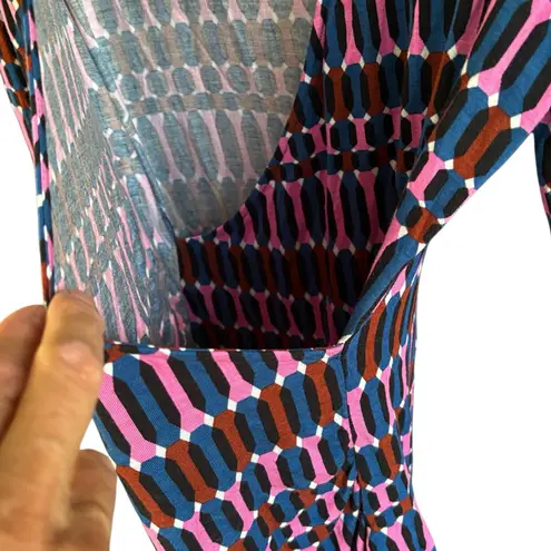 Like New Boden Elodie Geo Print Surplice Wrap Stretch Jersey Top Size 8