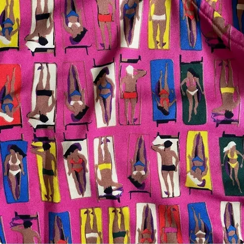 Tracy Negoshian Pink Beach Graphic Wrap Dress Size Small