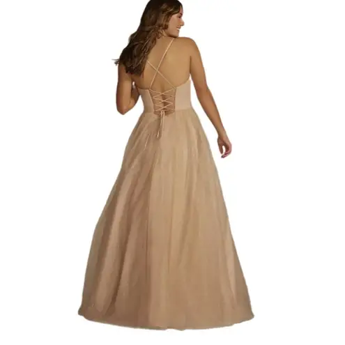 Jules & Cleo lace up glitter tule ball gown ROSEGOLD SIZE 18 Gold