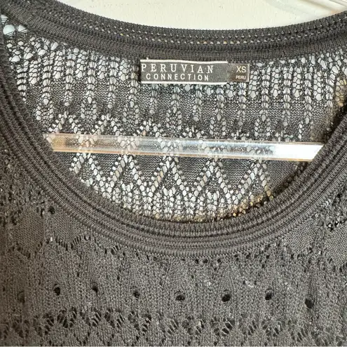 Peruvian Connection  Open Knit Pima Cotton Tunic Size XS - Image 3