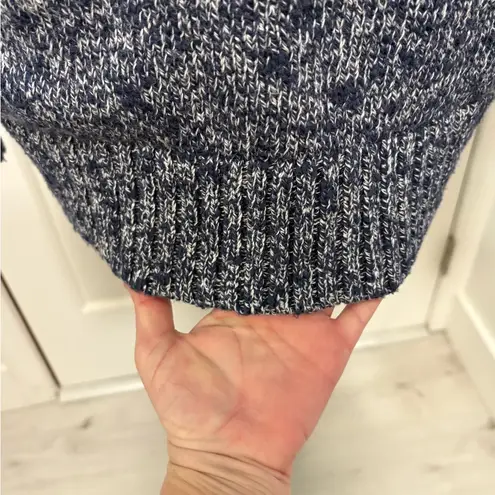 L.L. Bean Women’s Blue Sweater Marled Tight Knit Crew Neck Cozy Fall Blue/White Size L