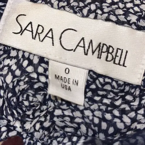 Sara Campbell Raised Rosette Crepe Dress Navy White Pattern W/Appliqué accent at Blue Size 0