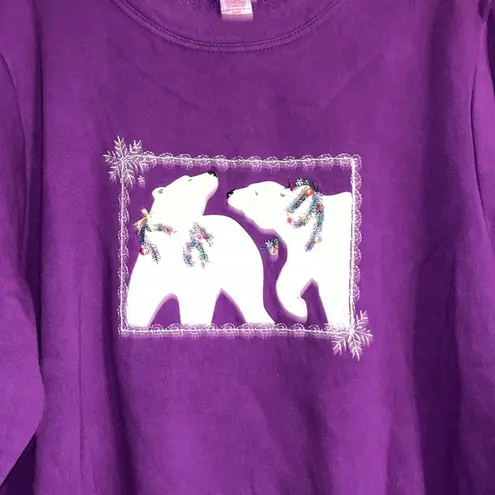 Vintage Polar Bears sweatshirt • embroidered snowflakes • y2k • 90s • 80s sweats Size XXL